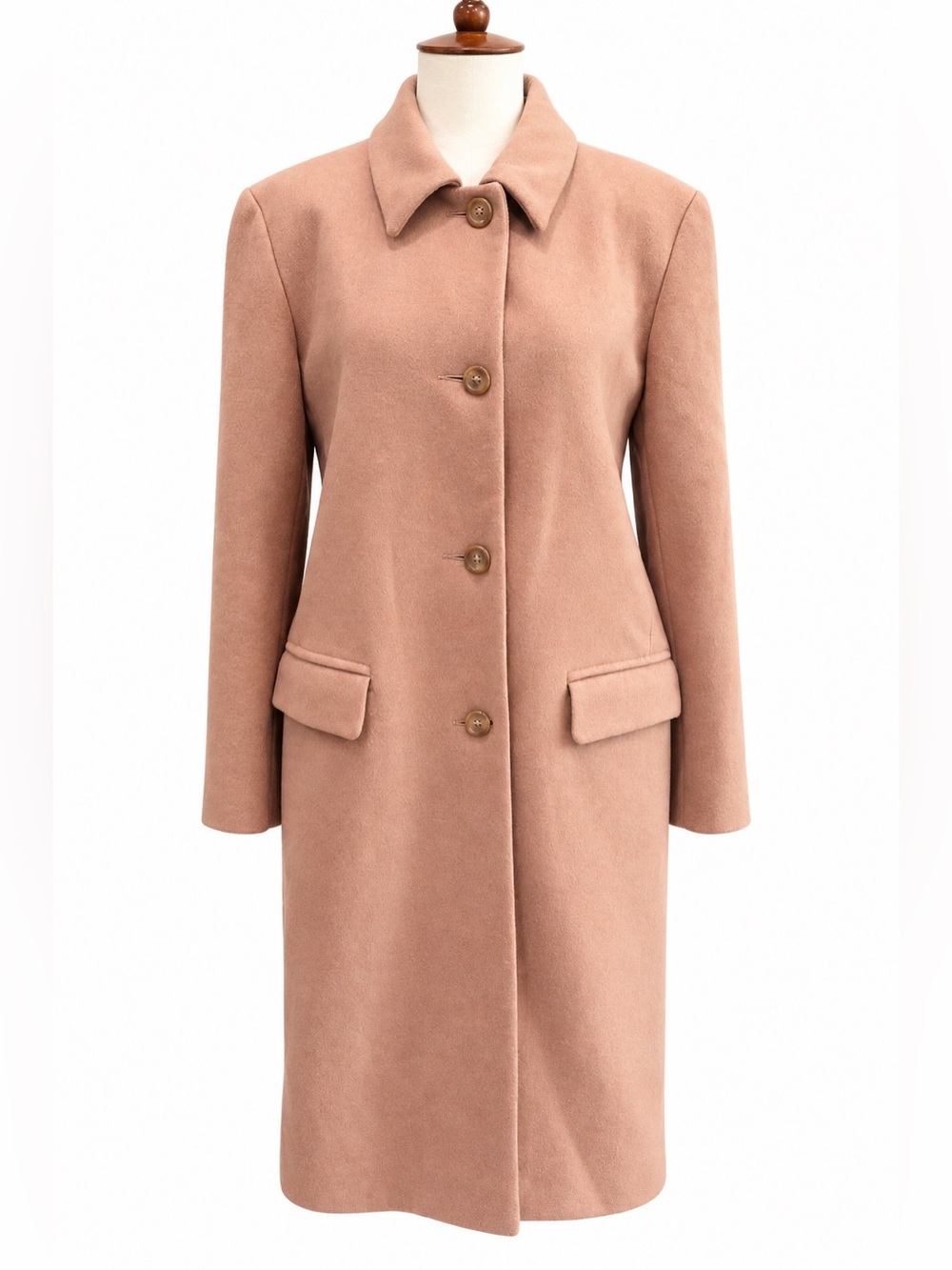 Albert Nipon Wool Classic Womens Long Button Coat Camel Vintage 10